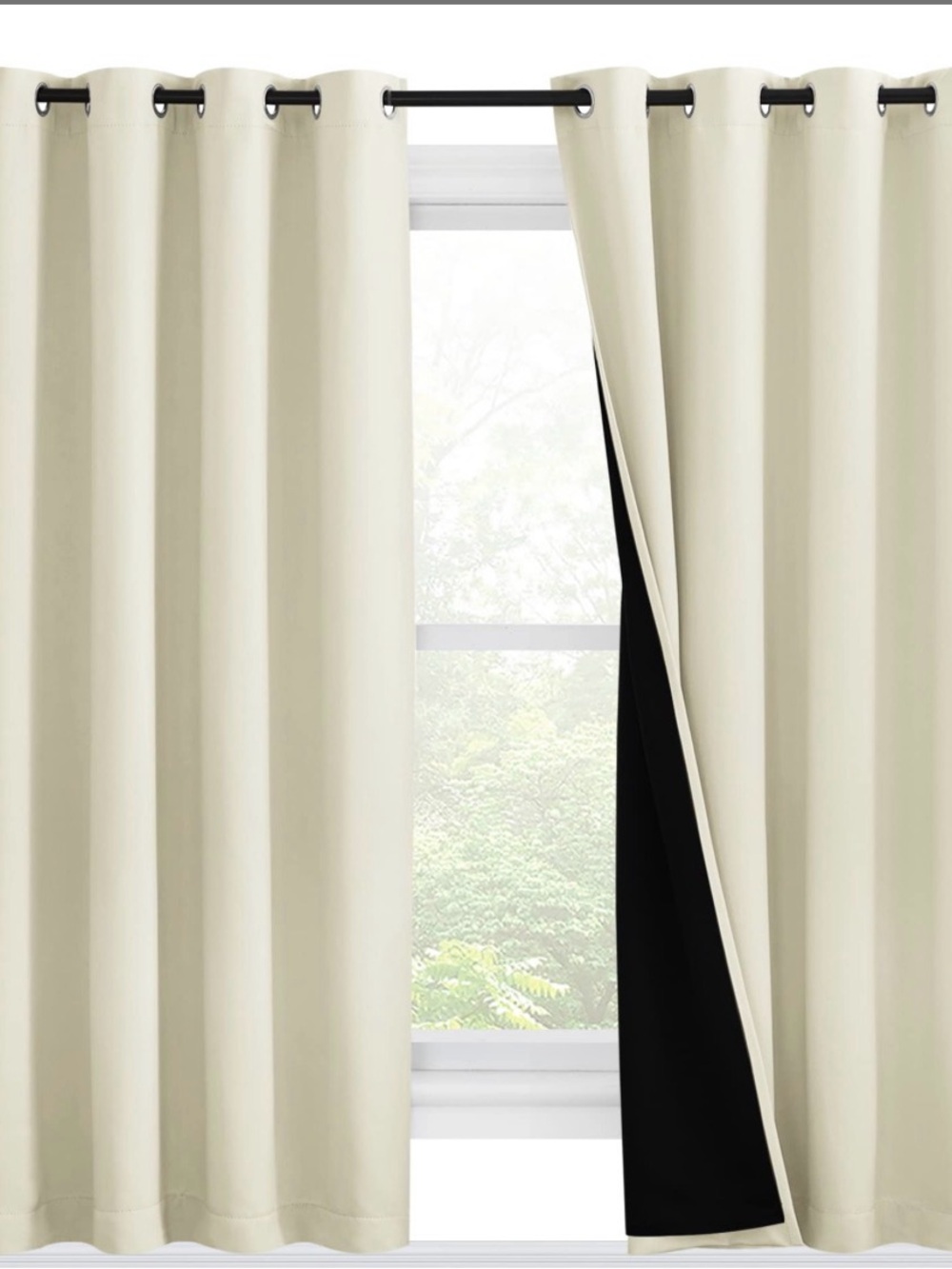 Living Room Completely Shaded Draperies, Privacy Protection & Noise Reducing Rin